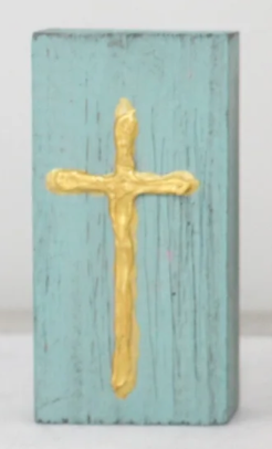 2X4" GOLD CROSS WOOD BLOCK