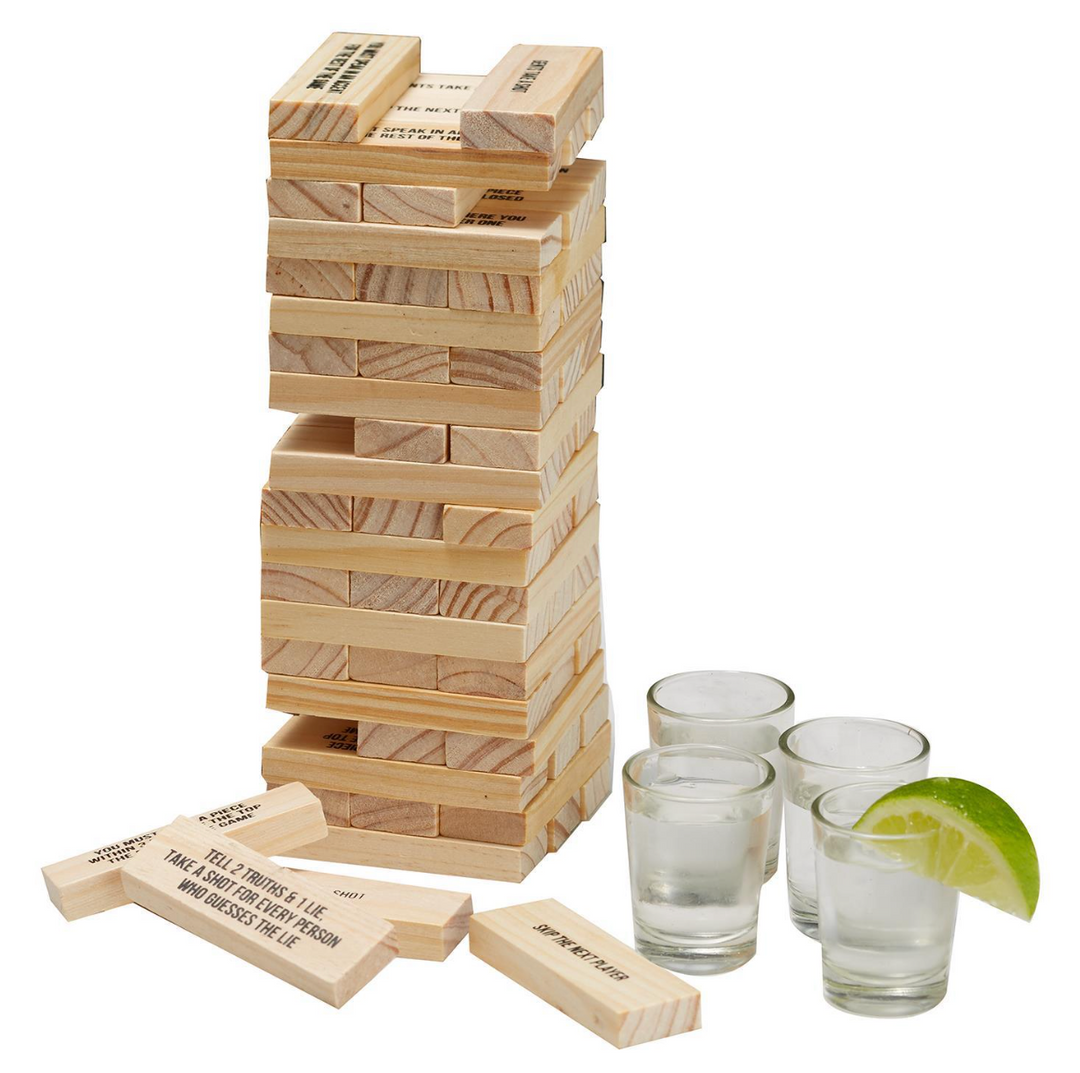 CHILL OUT STUMBLING BLOCK GAME WITH A TWIST IN A GIFT BOX
