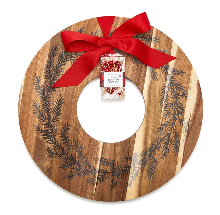 HOLIDAY WREATH CHARCUTERIE SERVING BOARD WITH PICKS