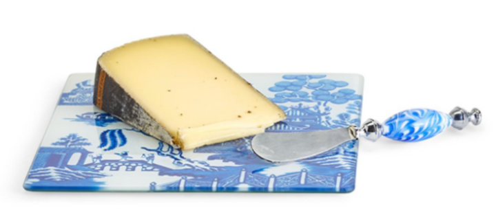 BLUE & WHITE 2 PC CHEESE SERVING SET