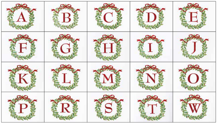 CHRISTMAS WREATH MONOGRAM GUEST TOWEL