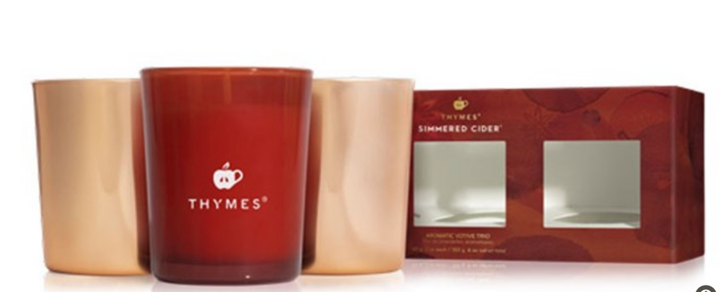 Thymes Simmered Cider Gold Kettle Cup Poured Candle