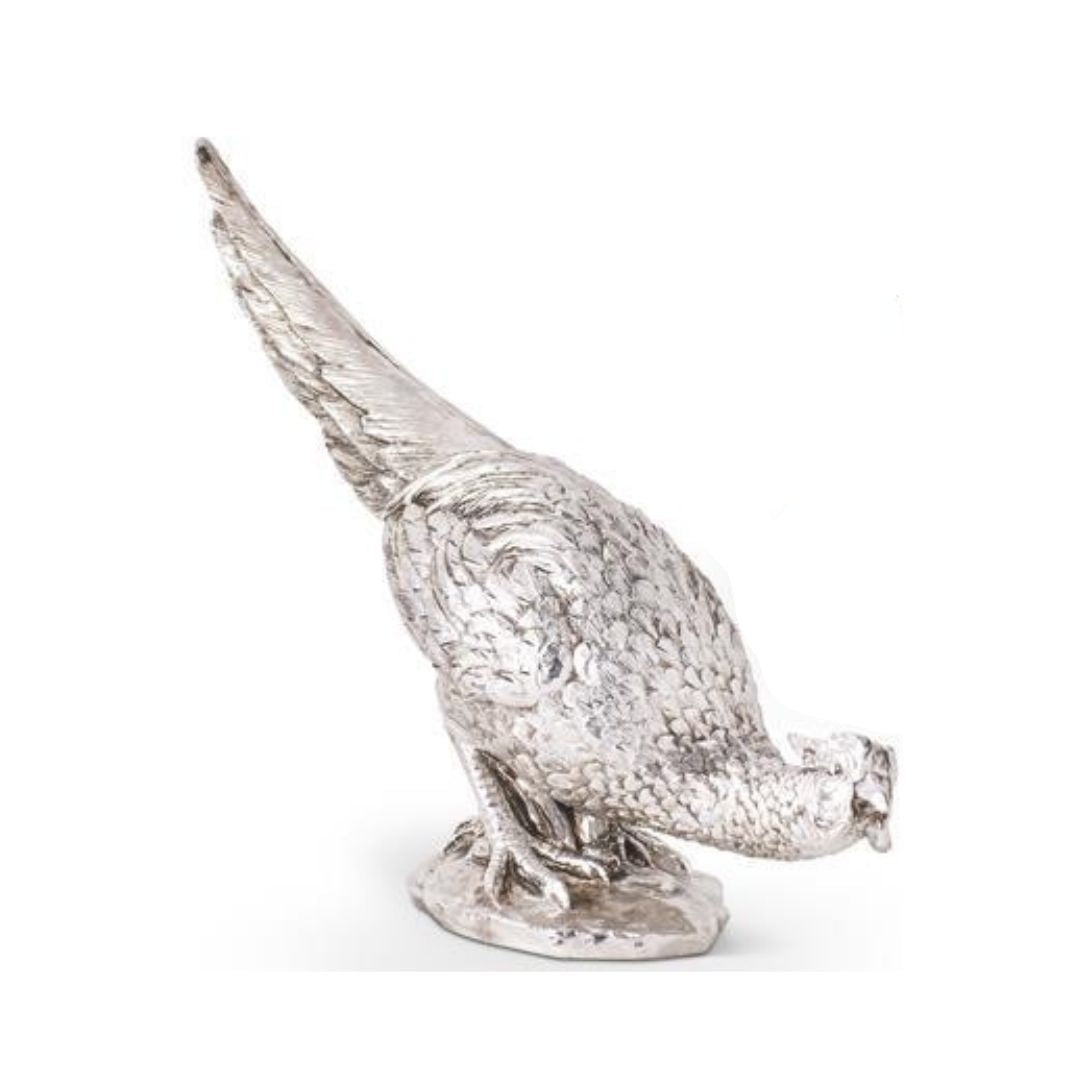 right facing antique silver pheasant
