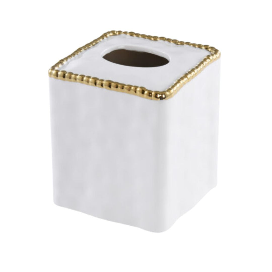 VANITY ACCESS GOLD BEADS SQUARE TISSUE BOX