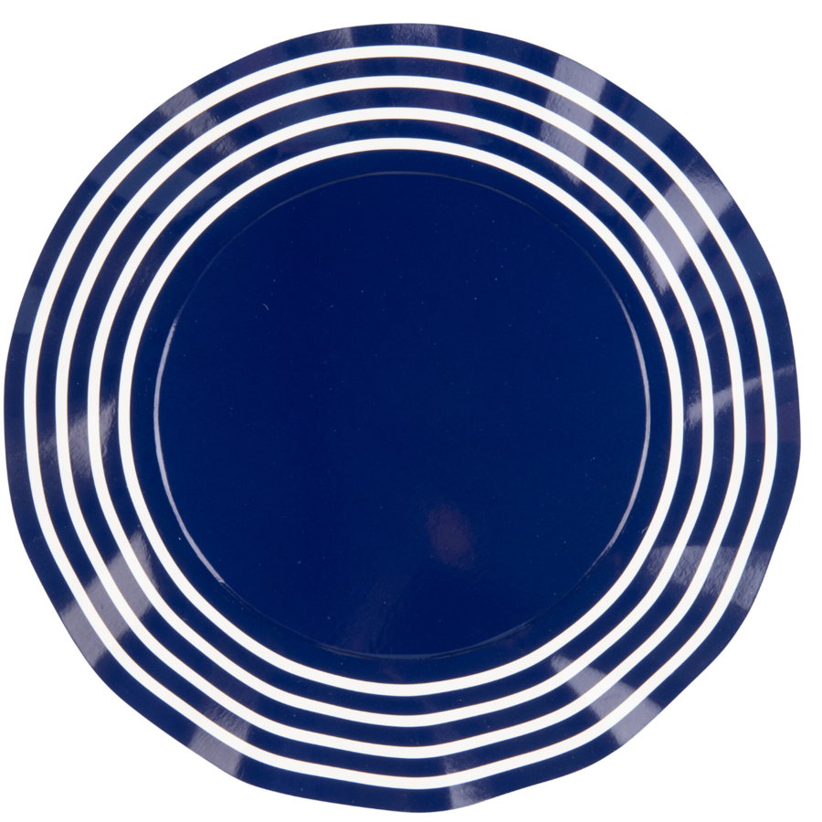 navy and white stripe dinner paper plates