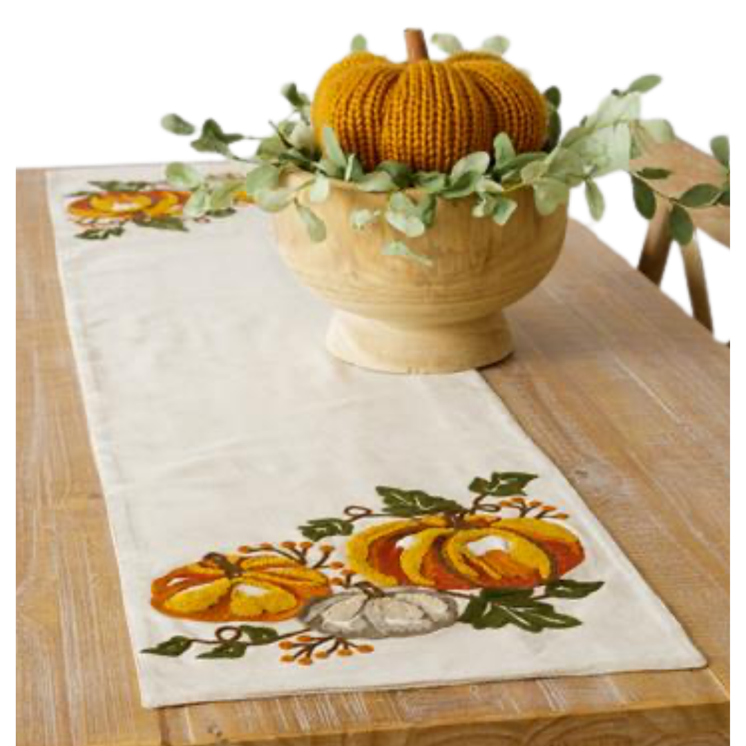 EMBROIDERED PUMPKIN TABLE RUNNER
