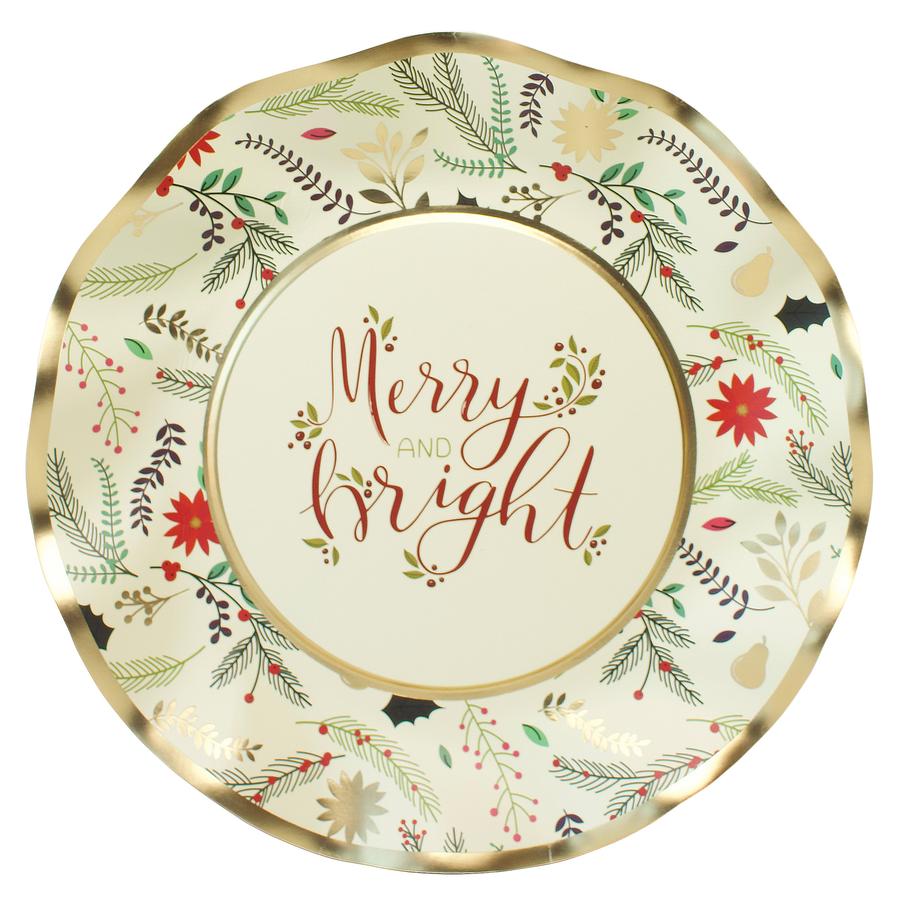merry and bight salad paper plates