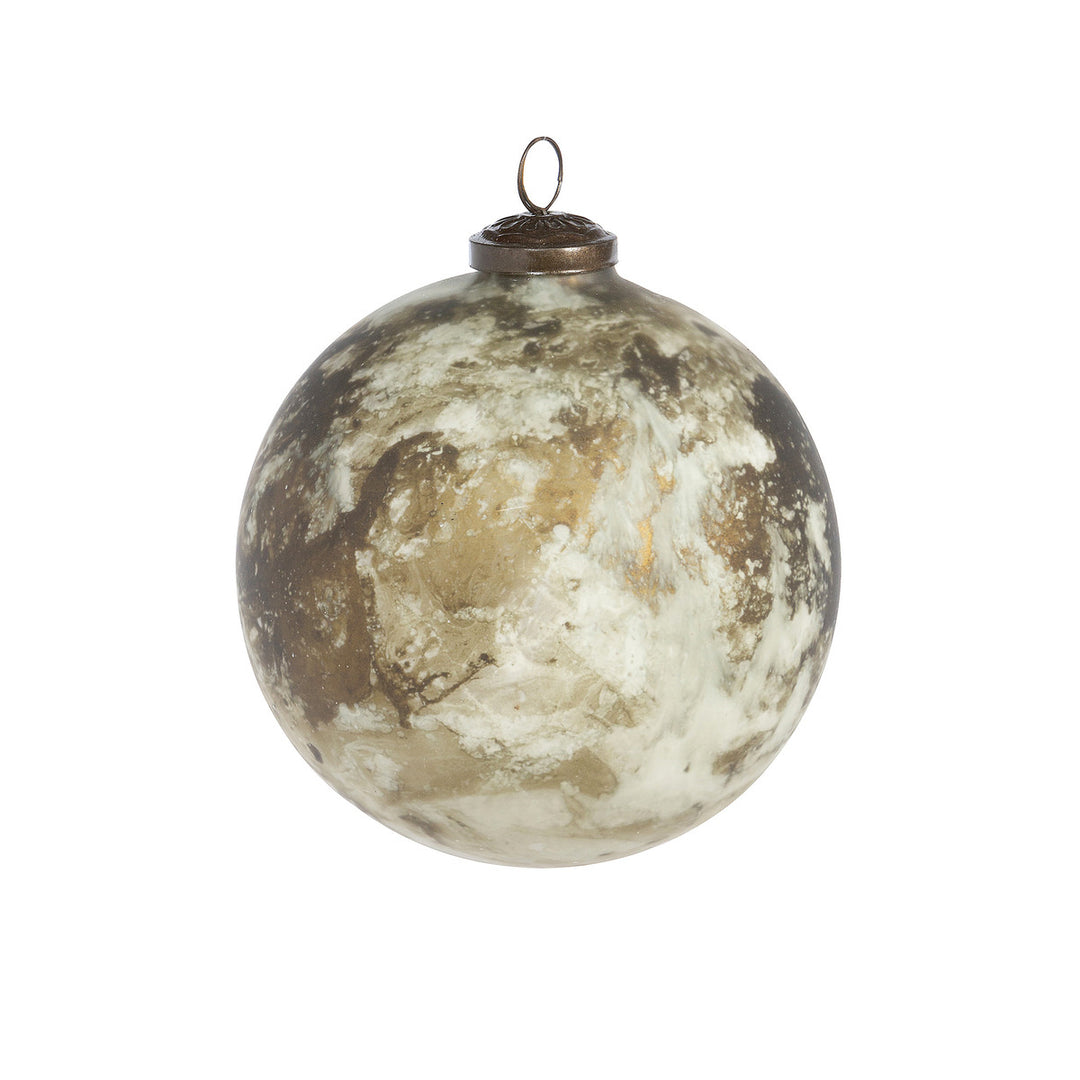 BROWN MARBLE MERCURY GLASS BALL ORNAMENT