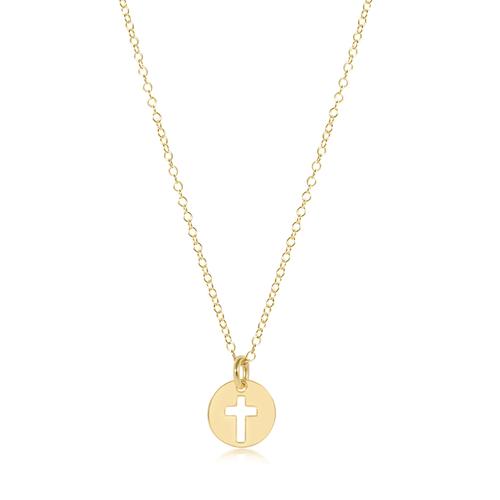 16" NECKLACE GOLD, BLESSED SMALL GOLD CHARM