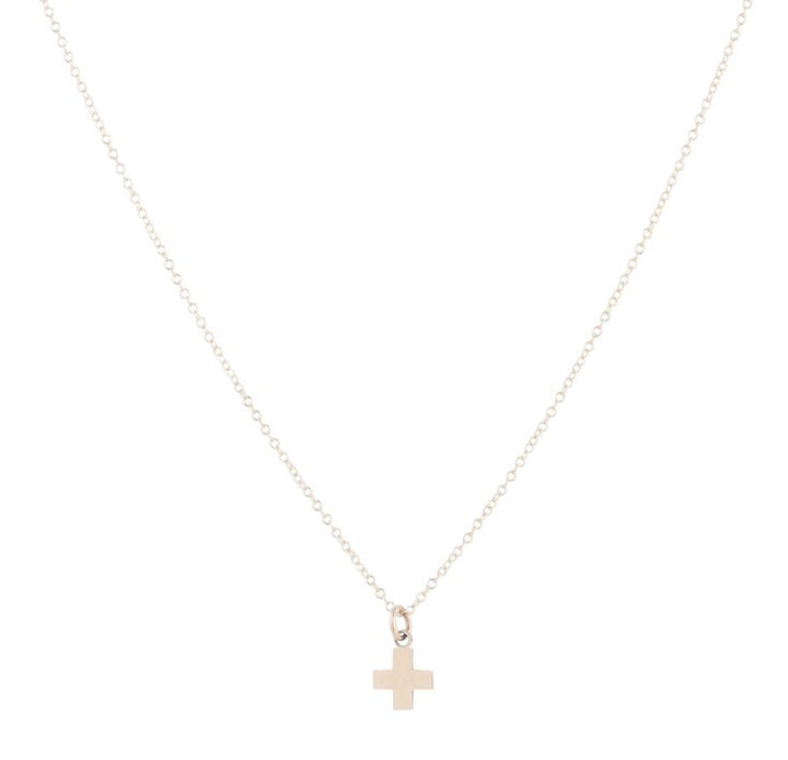 16" NECKLACE GOLD, SIGNATURE CROSS GOLD CHARM