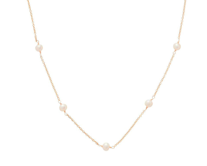 15" Choker Simplicity Chain Gold - Pearl 4Mm | Enewton Beaded Jewelry | Walker Boutique