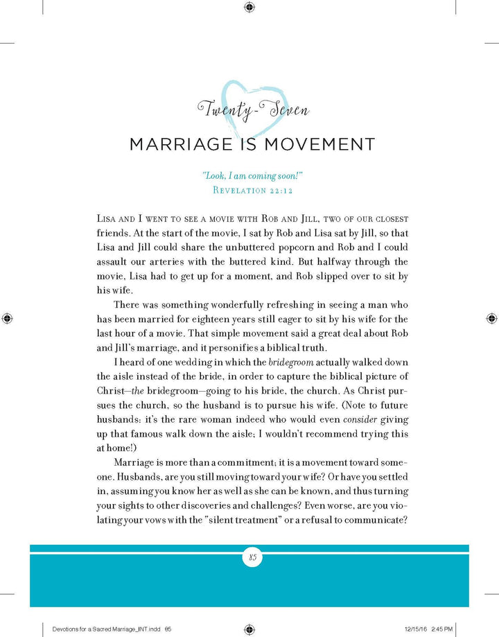 DEVOTIONS FOR A SACRED MARRIAGE: A YEAR OF WEEKLY DEVOTIONS FOR COUPLES