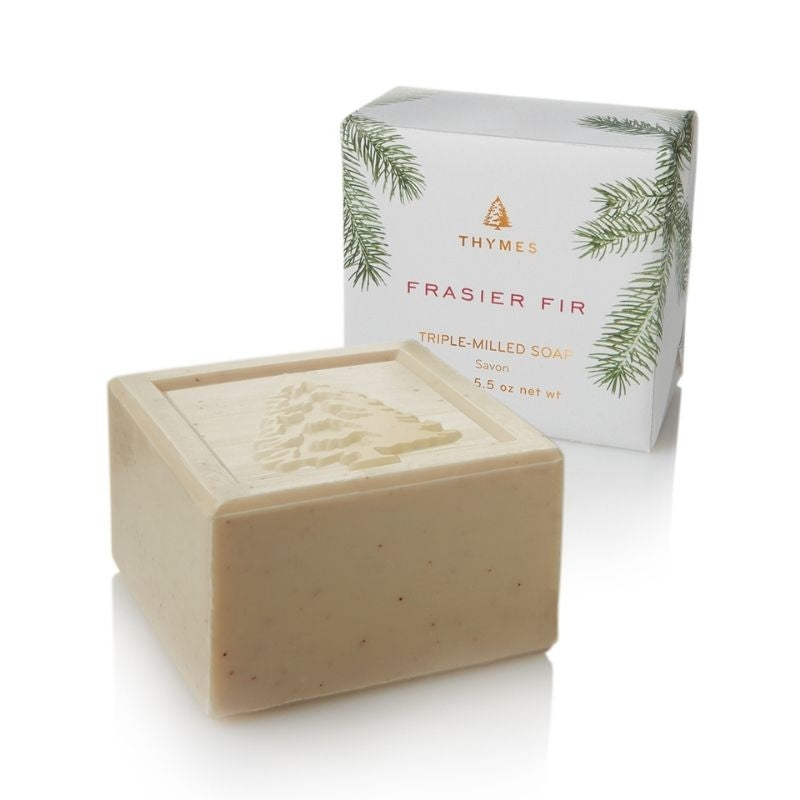 Frasier Fir triple-milled bar soap with evergreen tree design
