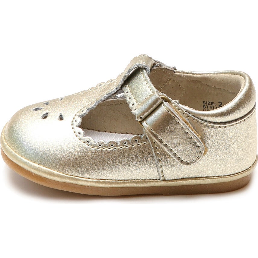 Gold Dottie Scalloped Mary Jane - Baby Girl Holiday Shoe - Walker Boutique
