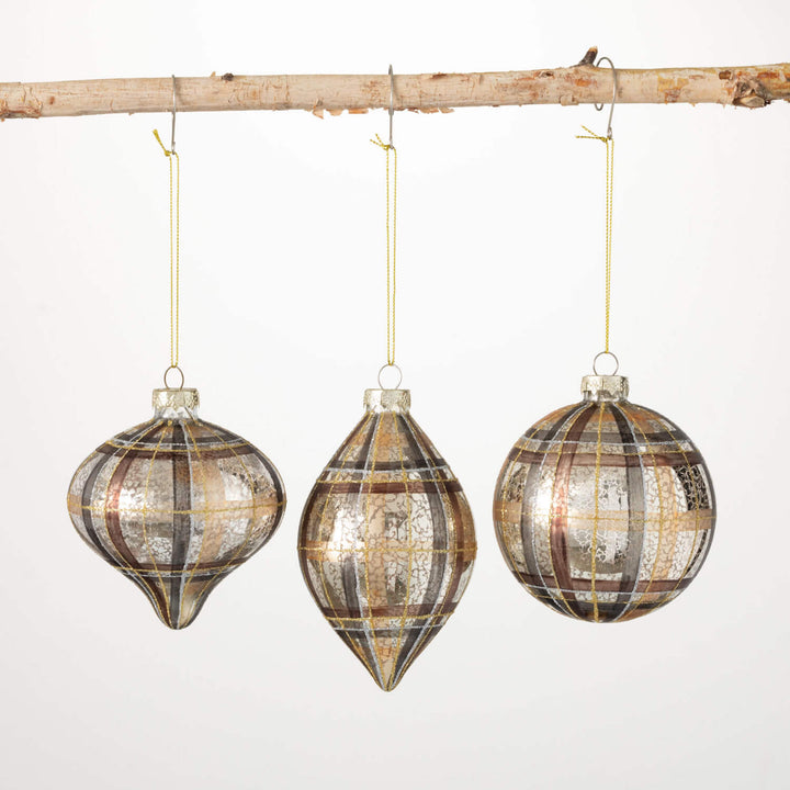 NEUTRAL PLAID ORNAMENT