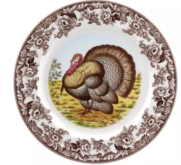 turkey on center of woodland spode plate